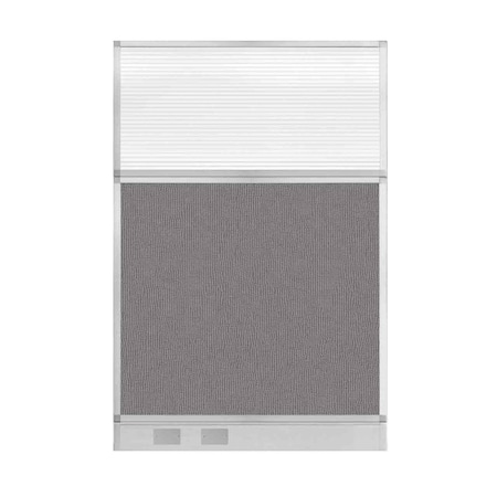 Versare Hush Panel Configurable Cubicle Partition 4' x 6' Slate Fabric Clear Fluted Window w/ Cable Channel 1855619-1